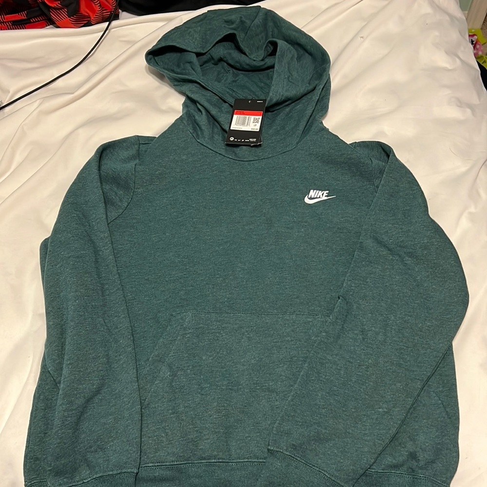 Brand new nike hoodie, womens large, funnel neck, green